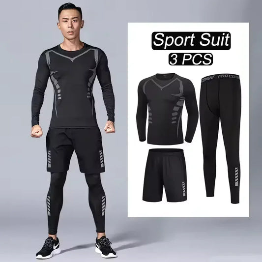Men's Sportswear Jogging Compression Suit Breathable Gym Fitness Tracksuit Joggers Workout Running Sets - New Gym Clothes