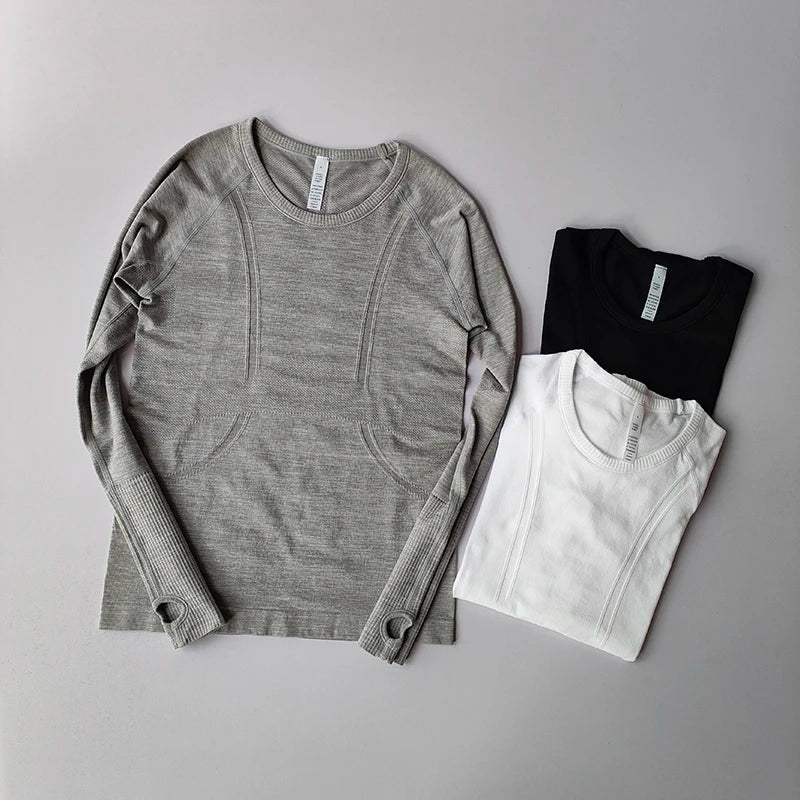 Seamless Yoga Top Women Long Sleeve Workout Shirt for Women Training Gym Clothes Stretchy Turtleneck Sportswear Activewear