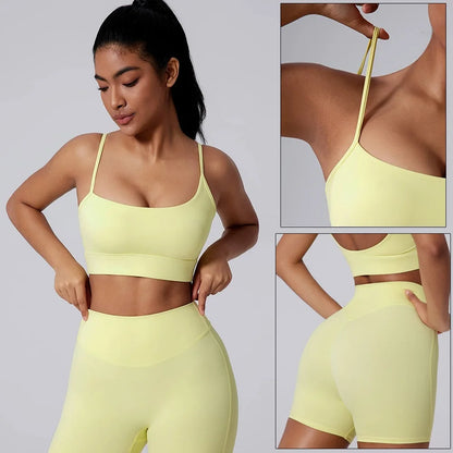 Cloud Hide Yellow Yoga Suit Gym for Woman Fitness Set Sports Tracksuit Bra Top Pants XL Workout Pilates Outfits Running Clothes