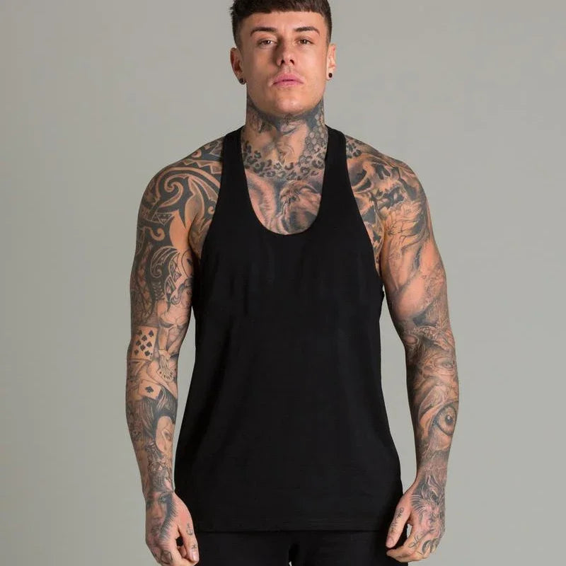 Gym Sports Mens Bodybuilding Muscle T-shirts Fashion Casual Cotton Breathable Striped Weightlifting Summer Basketball Tank Top