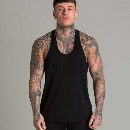 Gym Sports Mens Bodybuilding Muscle T-shirts Fashion Casual Cotton Breathable Striped Weightlifting Summer Basketball Tank Top