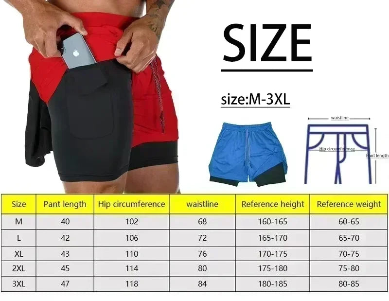 Dual-Layer and Quick Dry Running Shorts, Anime Print Gym Shorts, Flexible Workout Shorts for Men.