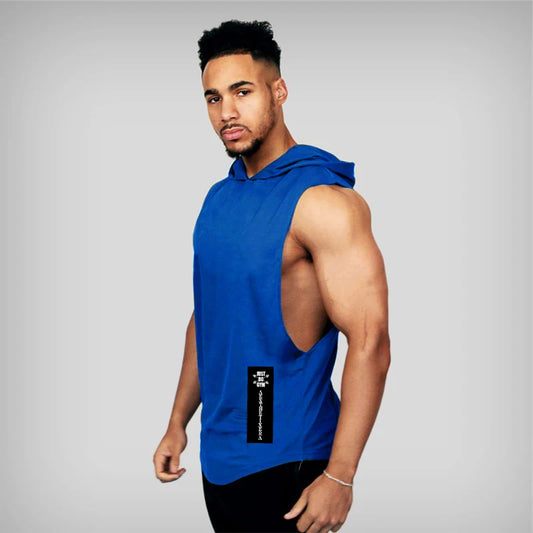 Gym Hooded Clothing Summer Cotton Fitness Tank Tops Open Side Mens Workout Muscles Vests Bodybuilding Sleeveless Loose Hoodie
