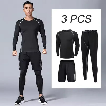Men's Sportswear Jogging Compression Suit Breathable Gym Fitness Tracksuit Joggers Workout Running Sets - New Gym Clothes