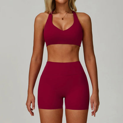 2-3PCS Yoga Suit Women Tracksuit Sports Bra High Waist Leggings Shorts Outfit Gym Set Fitness Push Up Workout Clothes Sportswear