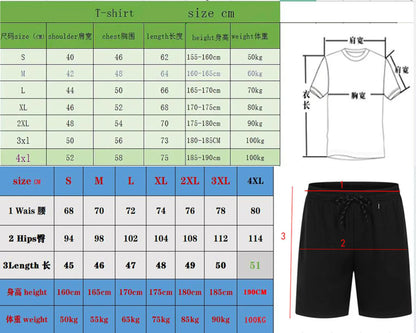 EVERLAST Men's T-shirt + Shorts 2pcs Set Leisure Breath Short Sleeve Sport Jogging Gym Brand Print Clothing