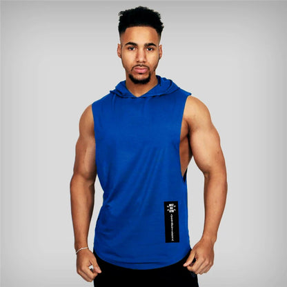 Gym Hooded Clothing Summer Cotton Fitness Tank Tops Open Side Mens Workout Muscles Vests Bodybuilding Sleeveless Loose Hoodie